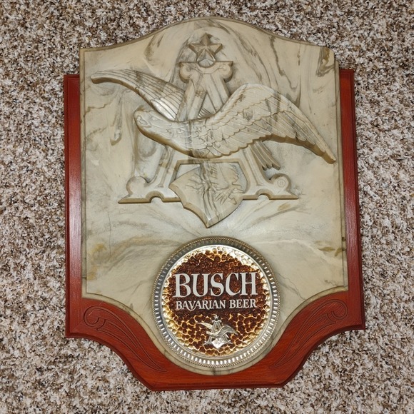 Vintage Busch Bavarian Beer Faux Marble Plaque/ Sign 230-045‎ Mancave Bar (READ) - Picture 1 of 7